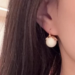celine triomphe賽琳18K金凱旋門耳環 白色糖果冰壺耳釘 - Image 2