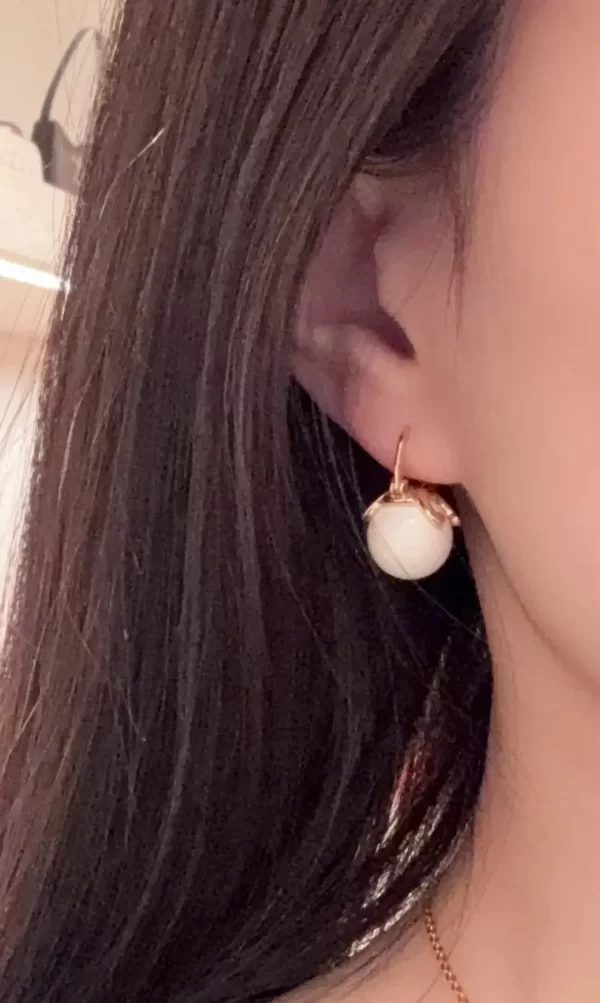 celine triomphe賽琳18K金凱旋門耳環 白色糖果冰壺耳釘