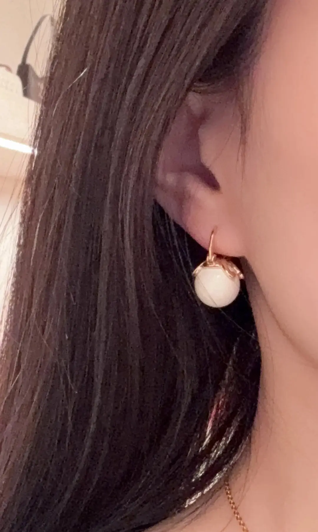 celine triomphe賽琳18K金凱旋門耳環 白色糖果冰壺耳釘 - Image 2