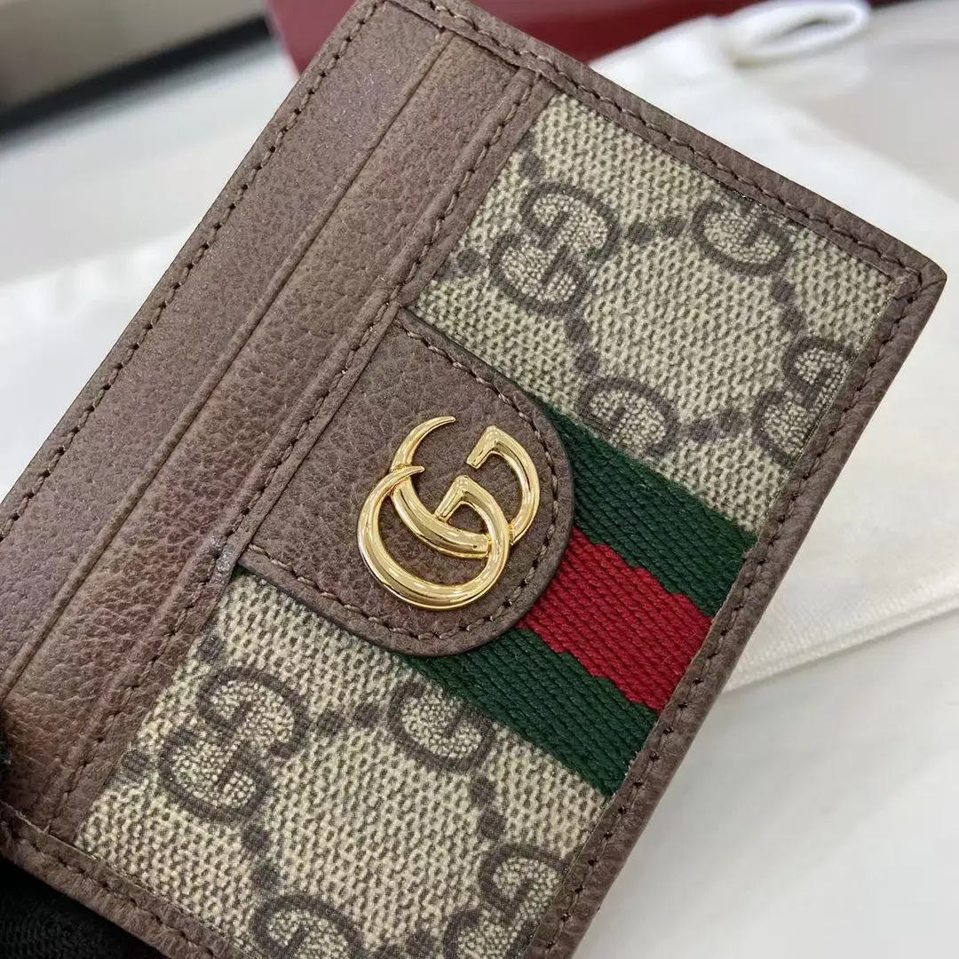 Gucci Ophidia迷你卡包名片夾 雙G標志老花 啡色牛皮 彩色織帶 838486 - Image 8