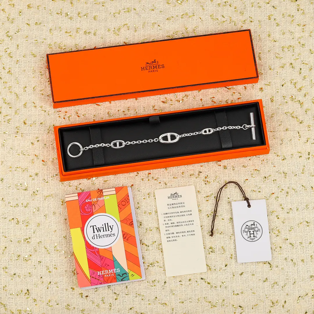 hermes Farandole愛馬仕爆款豬鼻子925銀色情侶手鏈 - Image 2