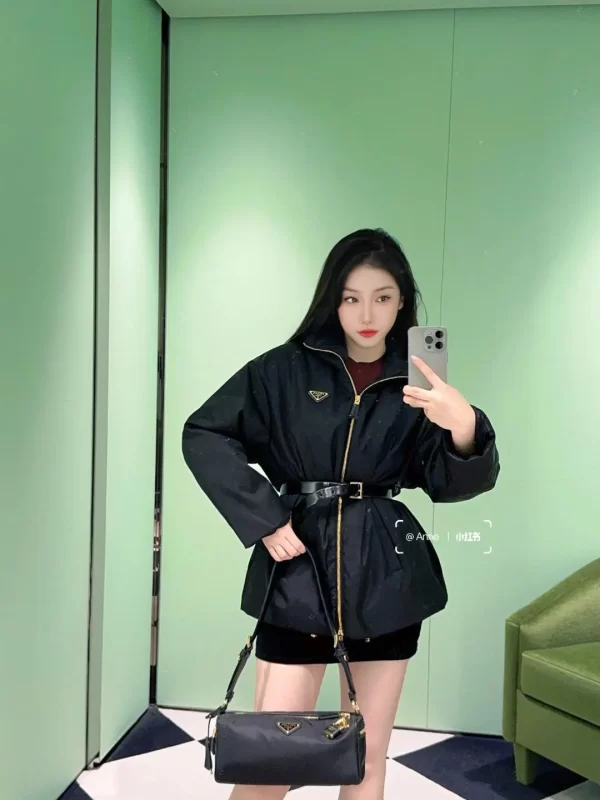 prada Tessuto Locker鎖頭包 Re-Nylon黑色尼龍立方體枕頭包1BC233