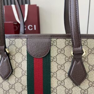 Gucci Ophidia古琦女士托特購物袋 雙G帆布條紋織帶 小號手提單肩包836831 - Image 9