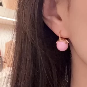 celine triomphe賽琳18K金凱旋門耳環 白色糖果冰壺耳釘 - Image 3