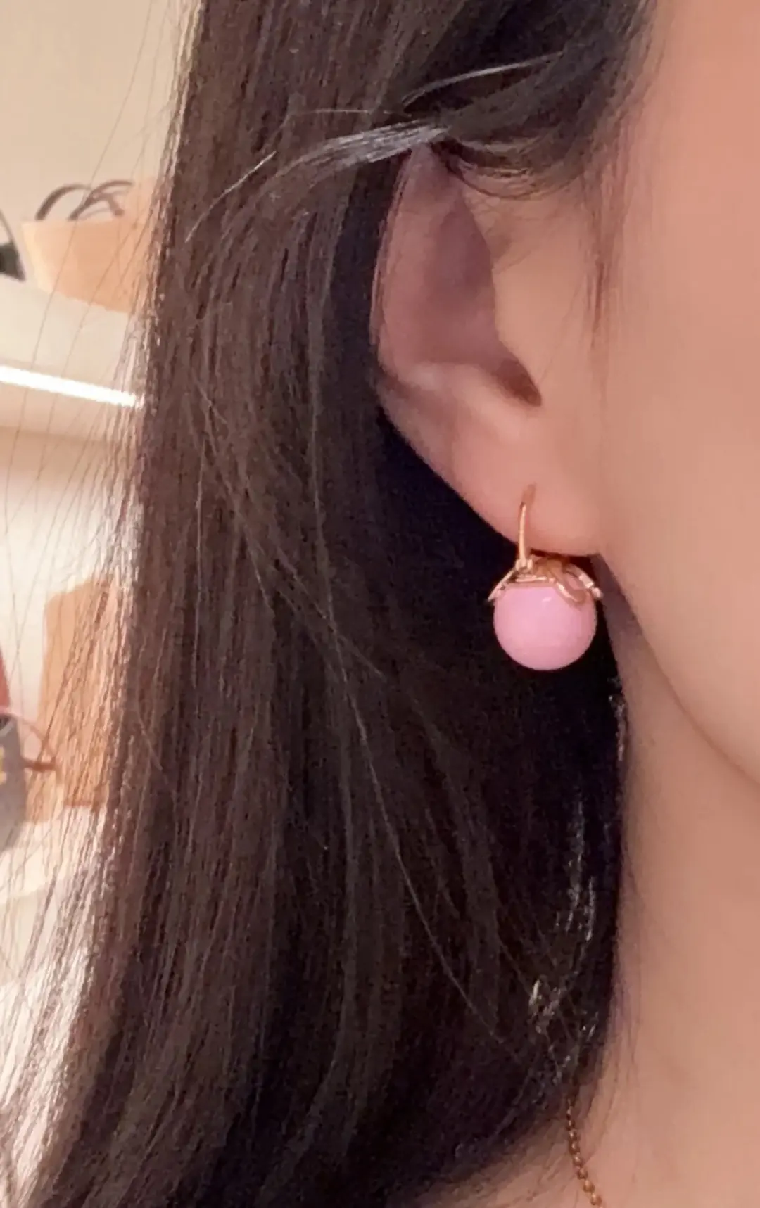 celine triomphe賽琳18K金凱旋門耳環 白色糖果冰壺耳釘 - Image 3