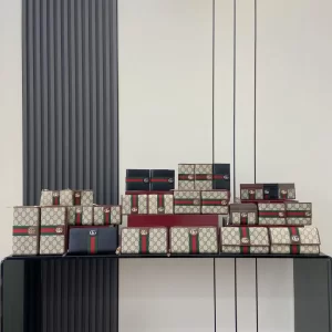 Gucci Ophidia折疊卡夾名片夾 雙G標志老花 安克拉紅色牛皮 彩色織帶 834691 - Image 2