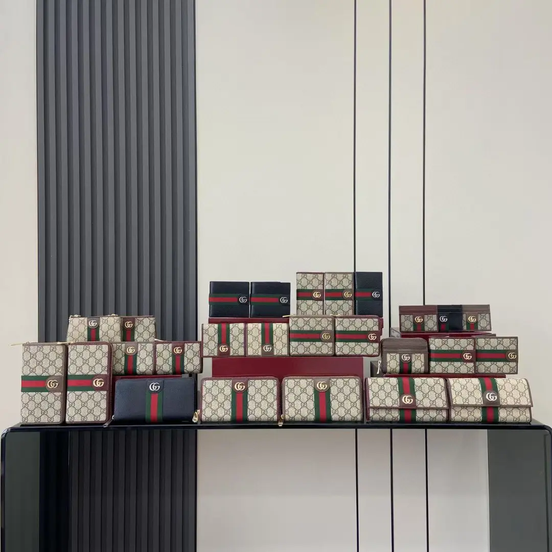 Gucci Ophidia折疊卡夾名片夾 雙G標志老花 安克拉紅色牛皮 彩色織帶 834691 - Image 2