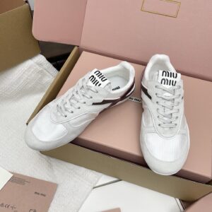 miumiu繆繆新款英倫風德訓鞋 白色網布髒髒鞋 情侶款 休閒繫帶運動鞋 - Image 3