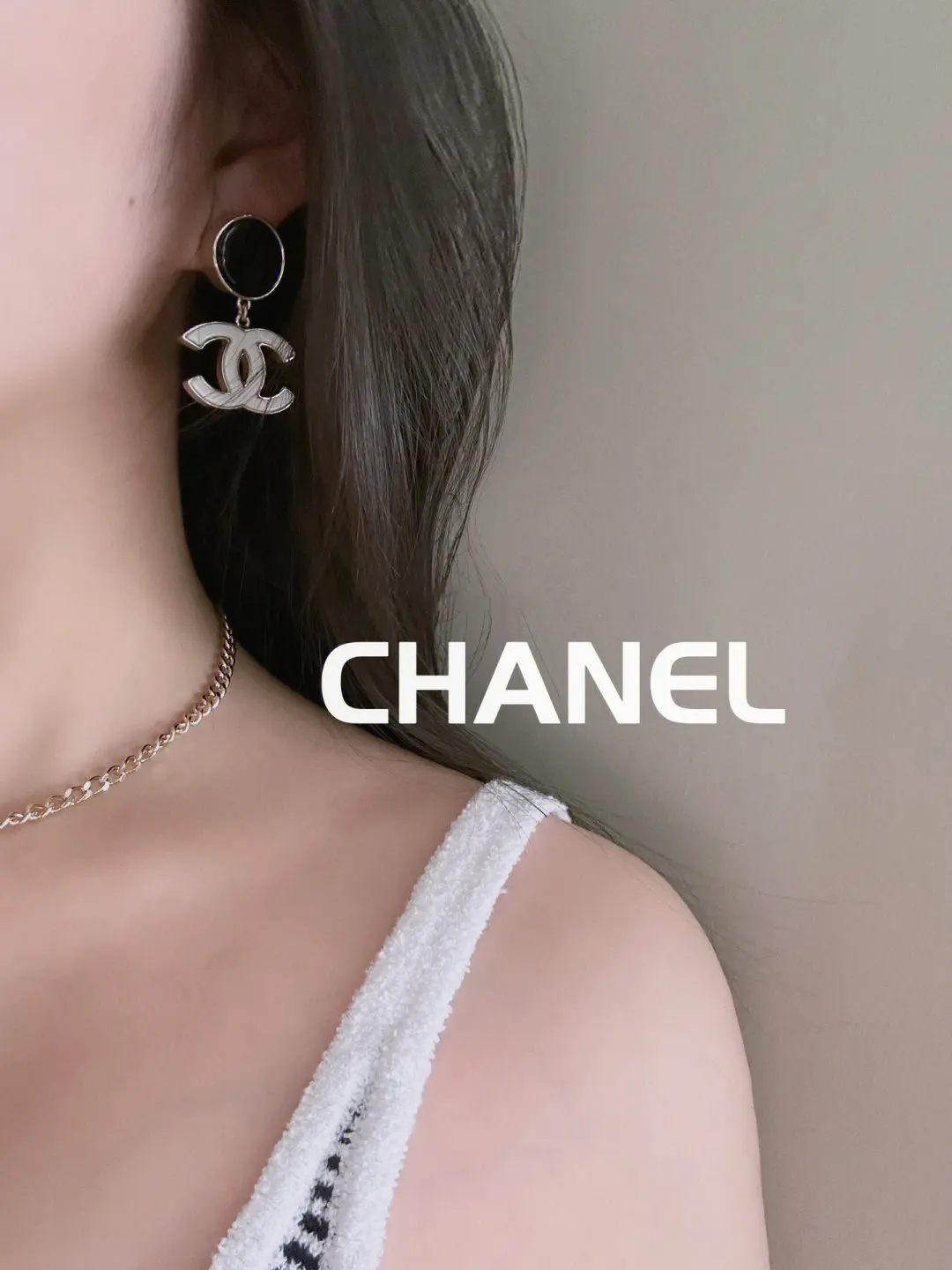 chanel香奈兒黑白拼色琺琅耳環 經典小香風大双C吊坠耳釘 - Image 15