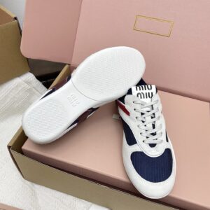 miumiu繆繆新款英倫風德訓鞋 藍色網布髒髒鞋 情侶款 休閒繫帶運動鞋 - Image 8