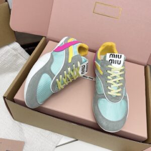 miumiu繆繆新款英倫風德訓鞋 綠色網布髒髒鞋 情侶款 休閒繫帶運動鞋 - Image 5