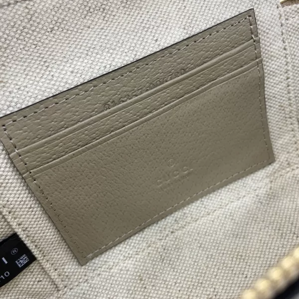 gucci ophidia系列迷你化妝包 燕麥色雙G帆布 彩色織帶 復古盒子包816357