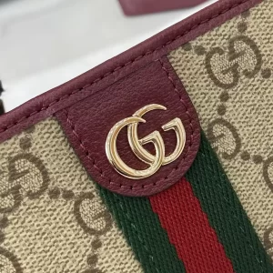 Gucci Ophidia迷你折疊鈕扣錢夾卡夾 GG老花 安可拉紅色牛皮 彩色織帶 838487 - Image 8