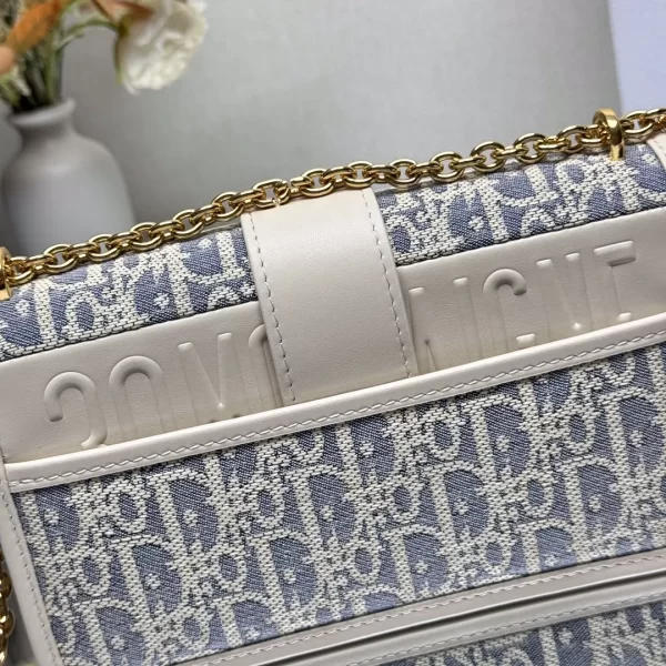 dior montaigne蒙田酒椰草系列 牛仔藍 迪奧女士小號鏈條包9207