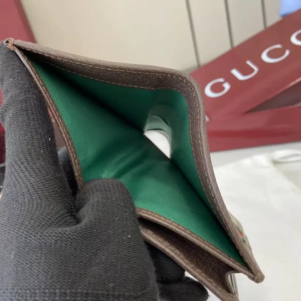 Gucci Ophidia迷你折疊鈕扣錢夾 卡夾 GG老花帆布 彩色織帶838487