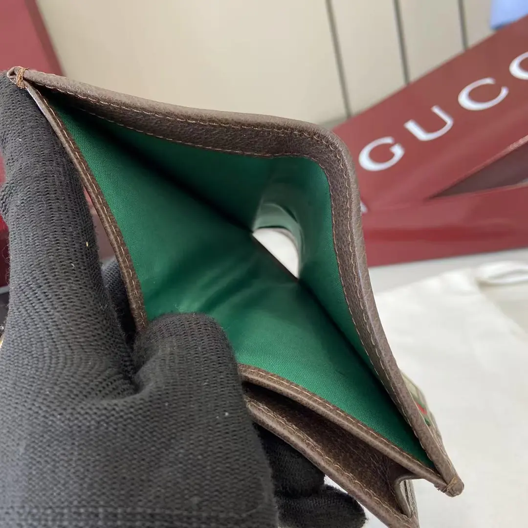 Gucci Ophidia迷你折疊鈕扣錢夾 卡夾 GG老花帆布 彩色織帶838487 - Image 3