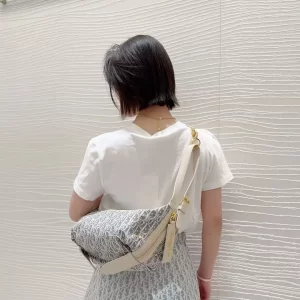 Dior D-Journey迪奧新款流浪包 牛仔藍色酒椰草女士hobo手袋2417 - Image 3