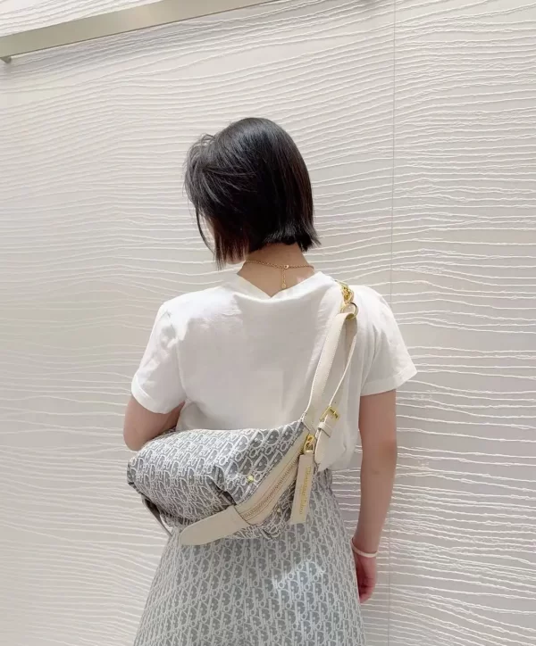 Dior D-Journey迪奧新款流浪包 牛仔藍色酒椰草女士hobo手袋2417