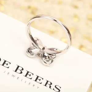 de beers au750 54戴比爾斯鉆戒 銀色蝴蝶施華洛鑲鉆戒指 - Image 6
