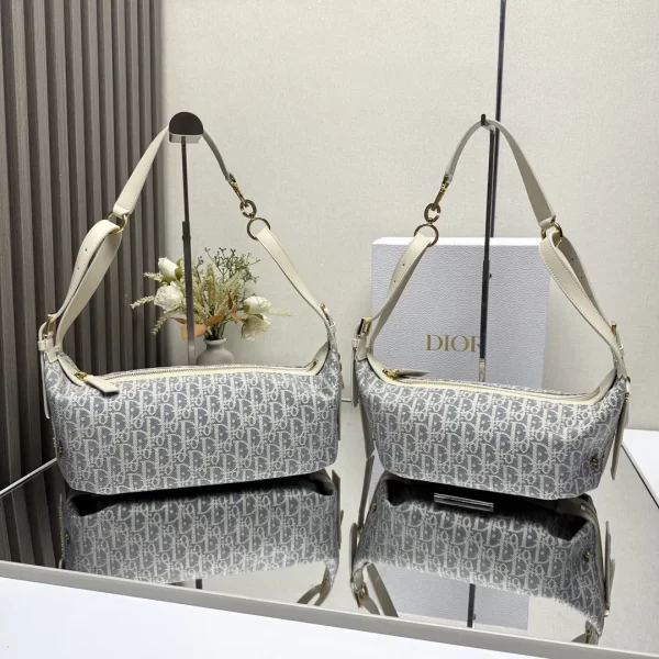 Dior D-Journey迪奧新款流浪包 牛仔藍色酒椰草女士hobo手袋2417