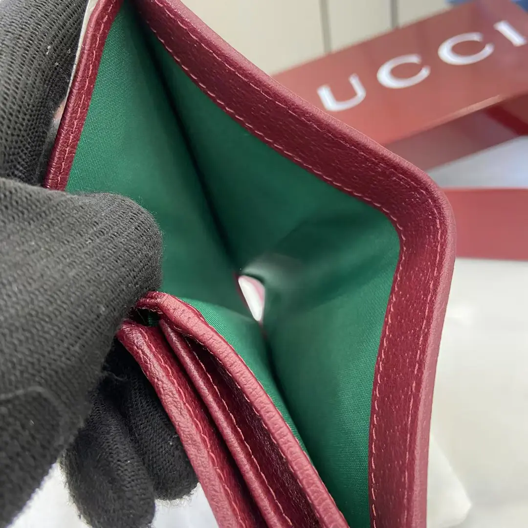 Gucci Ophidia迷你折疊鈕扣錢夾卡夾 GG老花 安可拉紅色牛皮 彩色織帶 838487 - Image 4