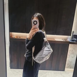 Dior D-Journey迪奧新款流浪包 牛仔藍色酒椰草女士hobo手袋2417 - Image 2