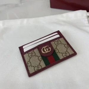 Gucci Ophidia迷你卡包名片夾 雙G標志老花 安可拉红色牛皮 彩色織帶 838486 - Image 4