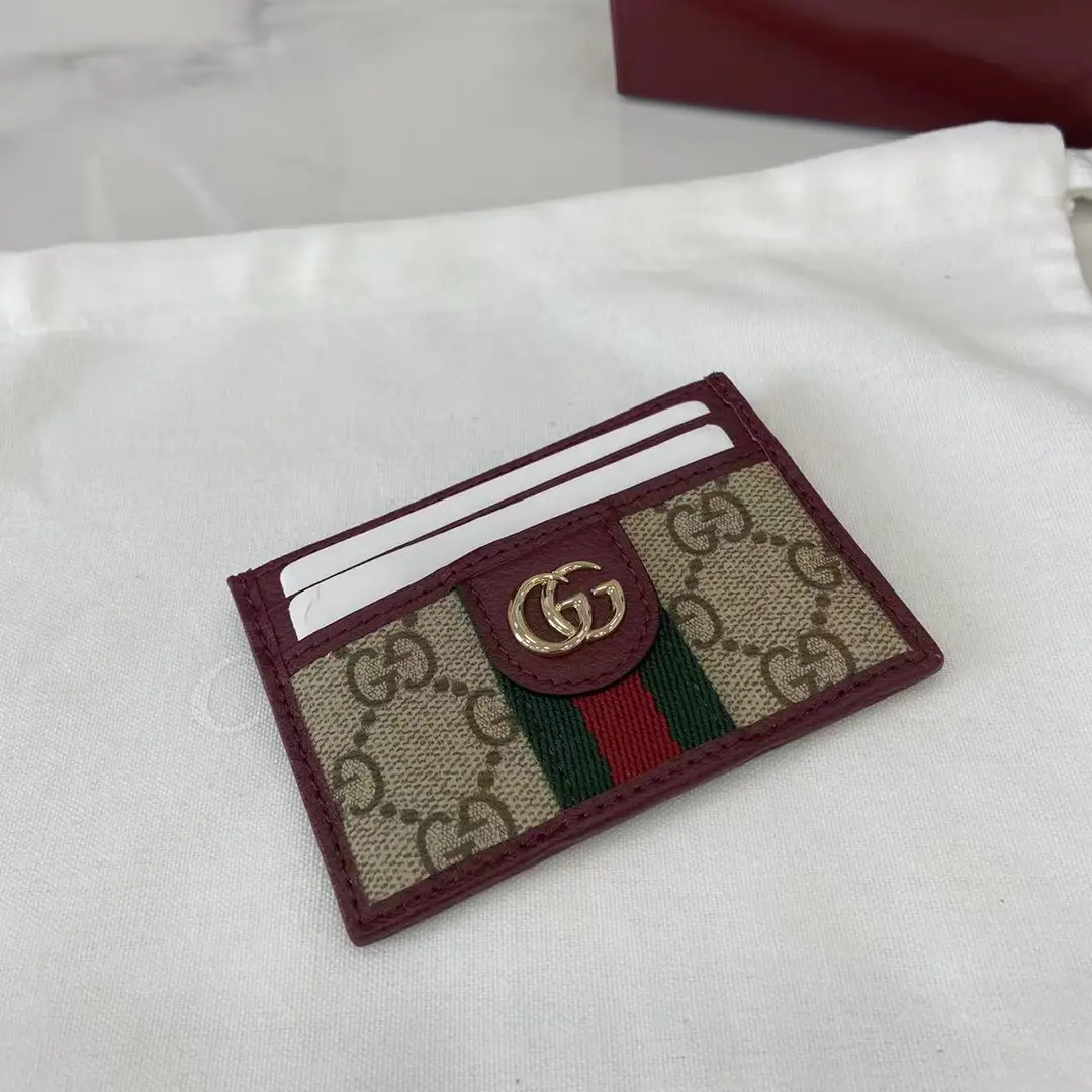 Gucci Ophidia迷你卡包名片夾 雙G標志老花 安可拉红色牛皮 彩色織帶 838486 - Image 4
