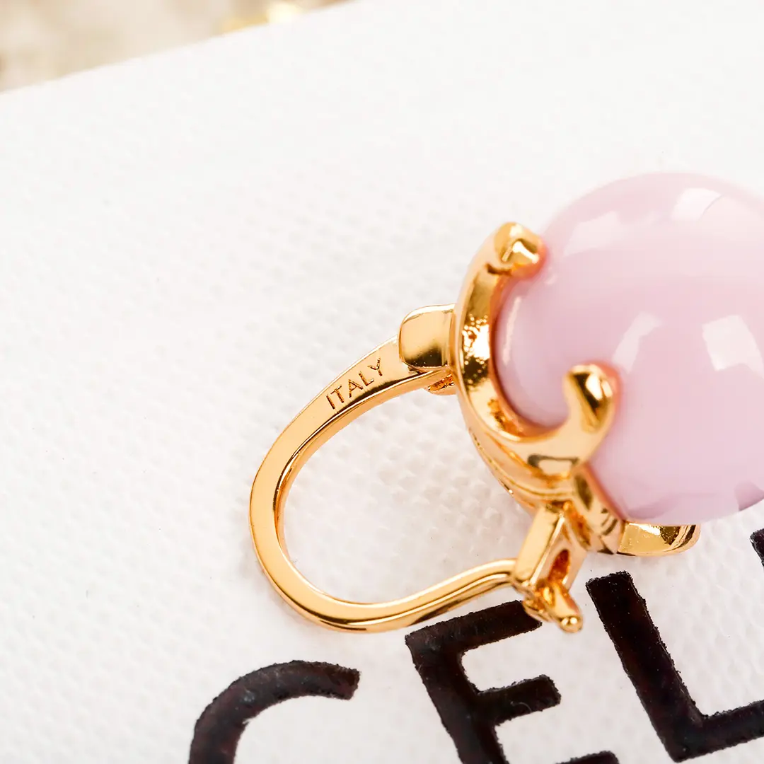 celine triomphe賽琳粉紫色糖果冰壺耳釘 18K金凱旋門耳環 - Image 4