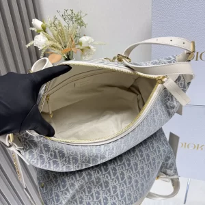 Dior D-Journey迪奧新款流浪包 牛仔藍色酒椰草女士hobo手袋2417 - Image 9