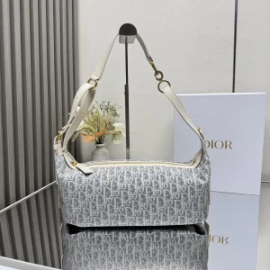 Dior D-Journey迪奧新款流浪包 牛仔藍色酒椰草女士hobo手袋2417