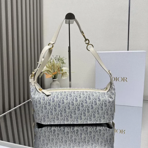 Dior D-Journey迪奧新款流浪包 牛仔藍色酒椰草女士hobo手袋2417