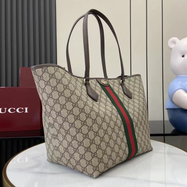 Gucci Ophidia古琦女士托特購物袋 雙G帆布條紋織帶 大號手提單肩包836829
