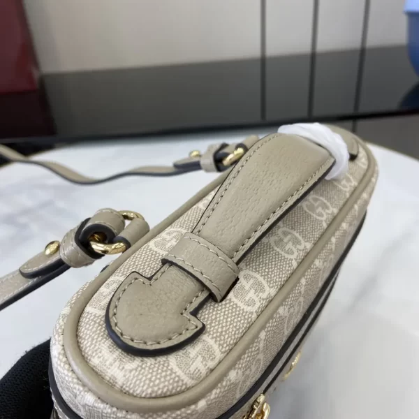 gucci ophidia系列迷你化妝包 燕麥色雙G帆布 彩色織帶 復古盒子包816357