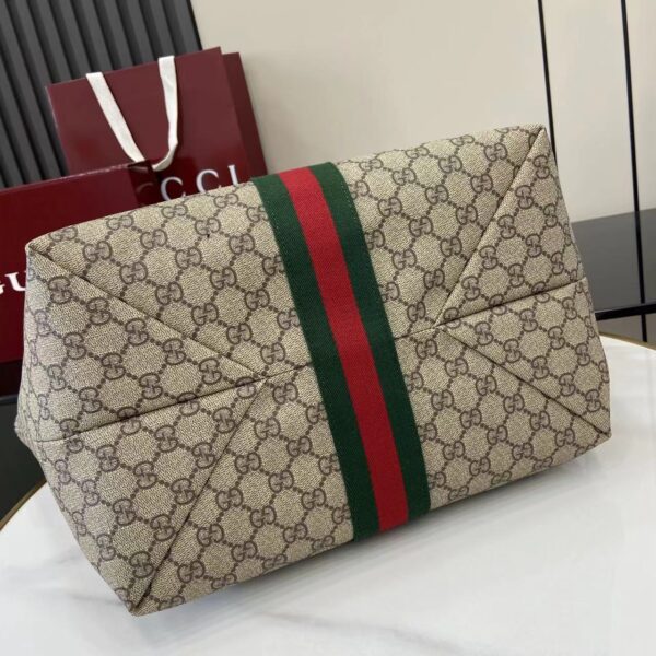 Gucci Ophidia古琦女士托特購物袋 雙G帆布條紋織帶 大號手提單肩包836829