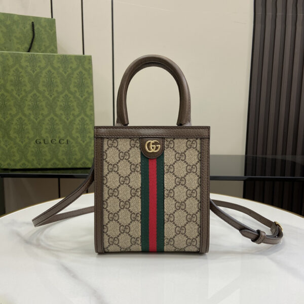 gucci ophidia系列 竪款迷你tote手袋 彩色織帶 復古老花包772317