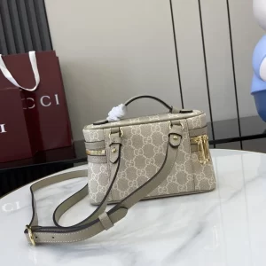 gucci ophidia系列迷你化妝包 燕麥色雙G帆布 彩色織帶 復古盒子包816357 - Image 10