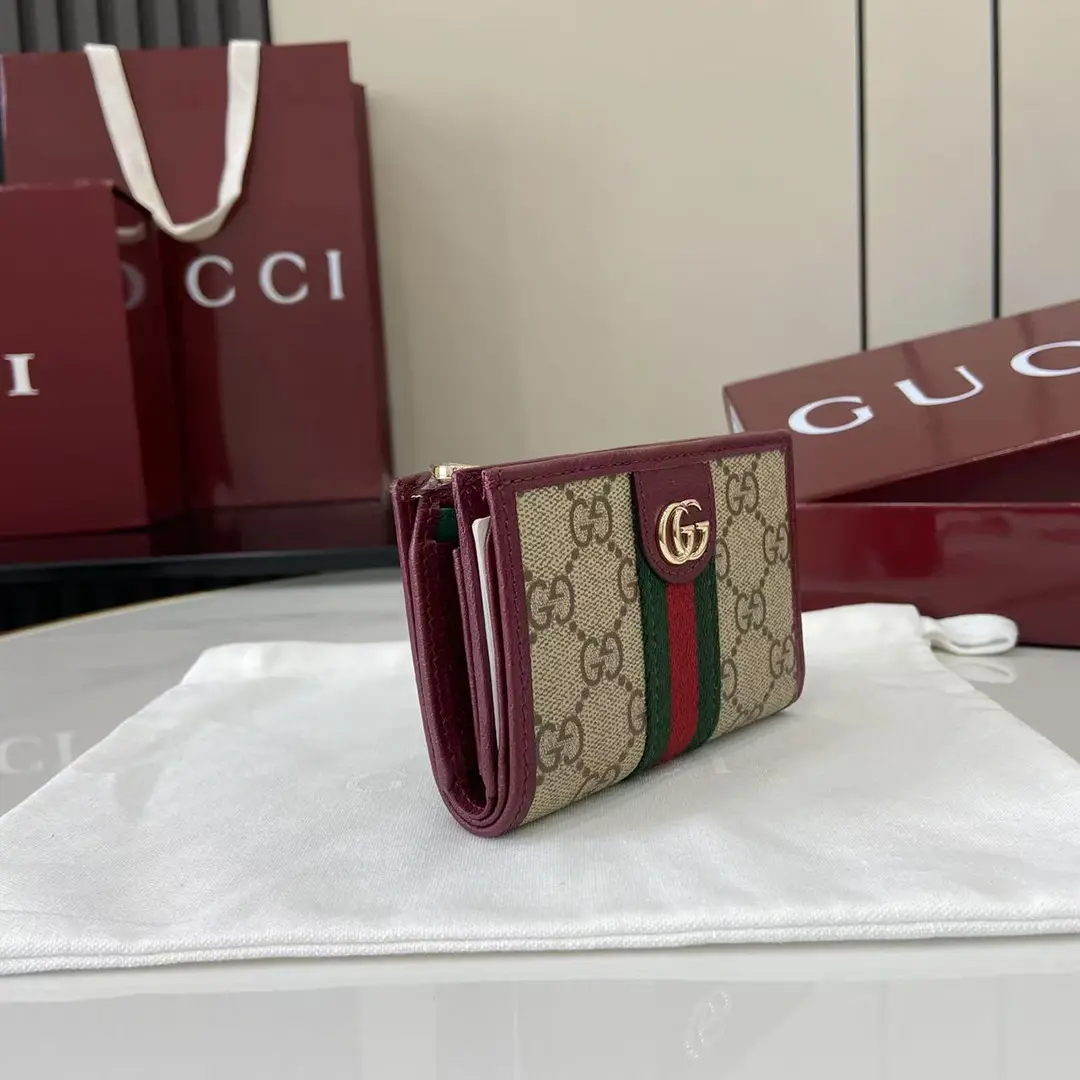 Gucci Ophidia迷你折疊鈕扣錢夾卡夾 GG老花 安可拉紅色牛皮 彩色織帶 838487 - Image 11