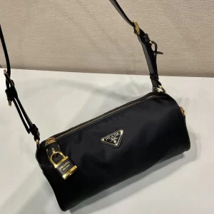prada Tessuto Locker鎖頭包 Re-Nylon黑色尼龍立方體枕頭包1BC233 - Image 11