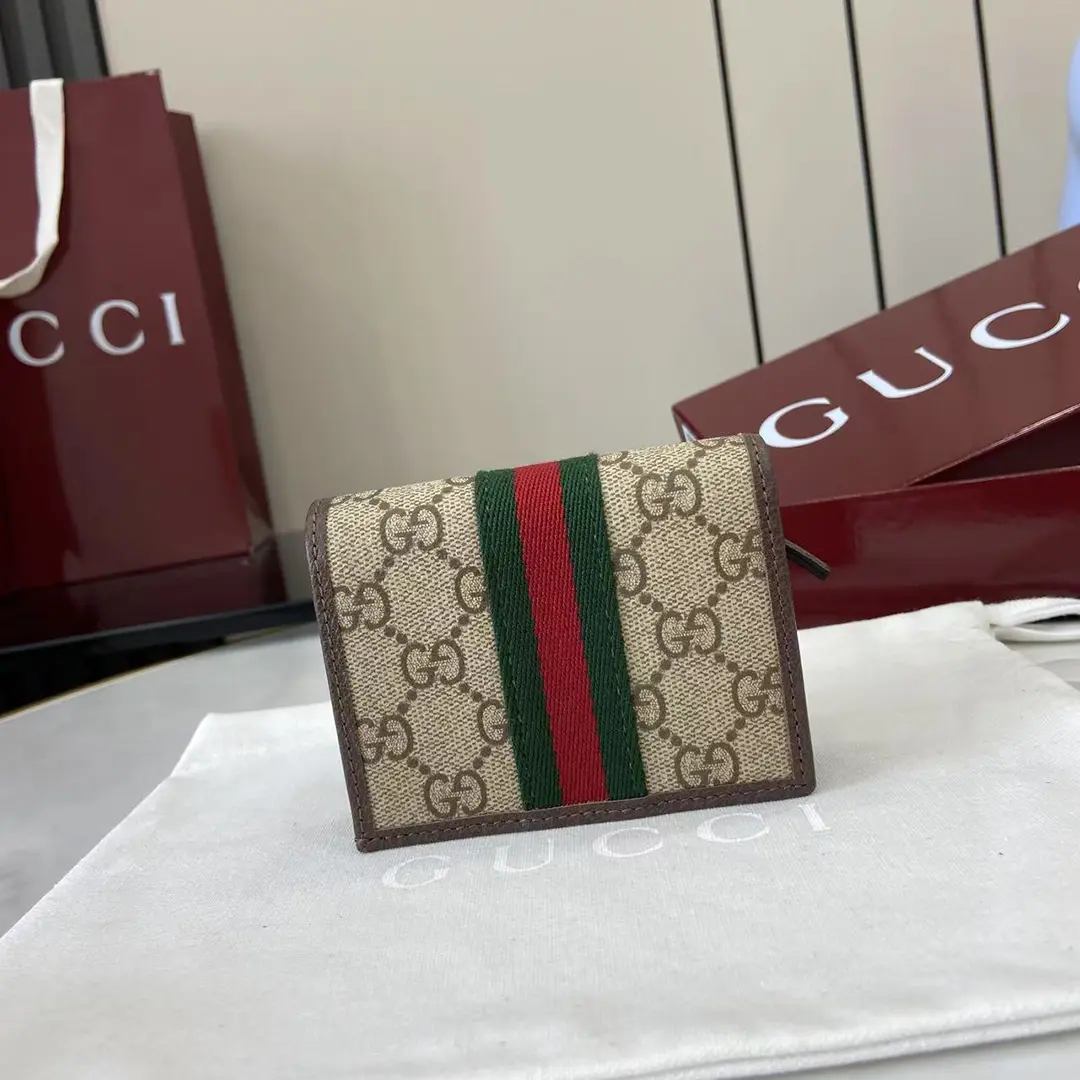 Gucci Ophidia迷你折疊鈕扣錢夾 卡夾 GG老花帆布 彩色織帶838487 - Image 9