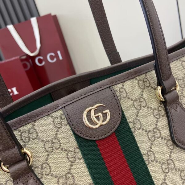 Gucci Ophidia古琦女士托特購物袋 雙G帆布條紋織帶 小號手提單肩包836831
