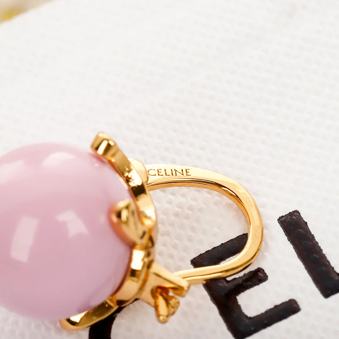 celine triomphe賽琳粉紫色糖果冰壺耳釘 18K金凱旋門耳環 - Image 2