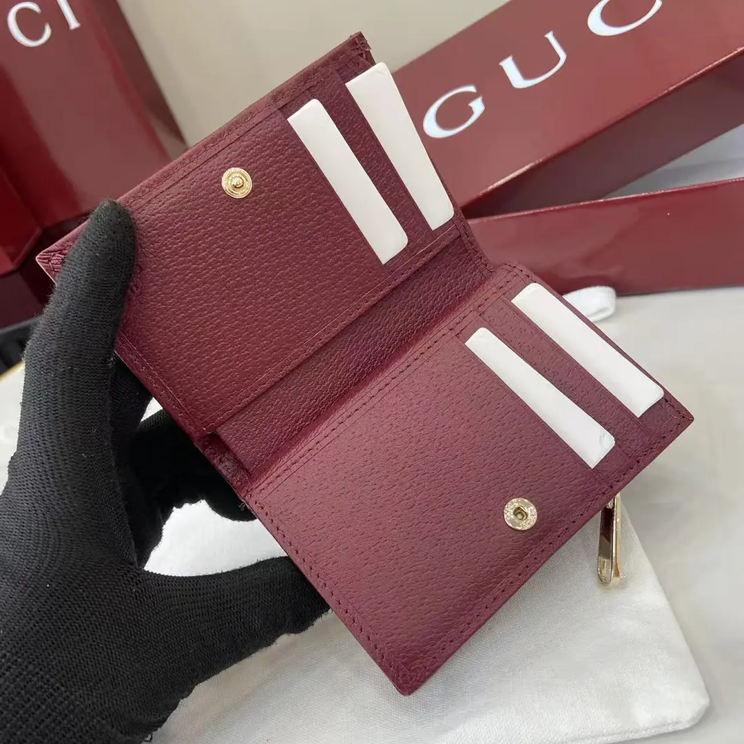 Gucci Ophidia迷你折疊鈕扣錢夾卡夾 GG老花 安可拉紅色牛皮 彩色織帶 838487 - Image 6