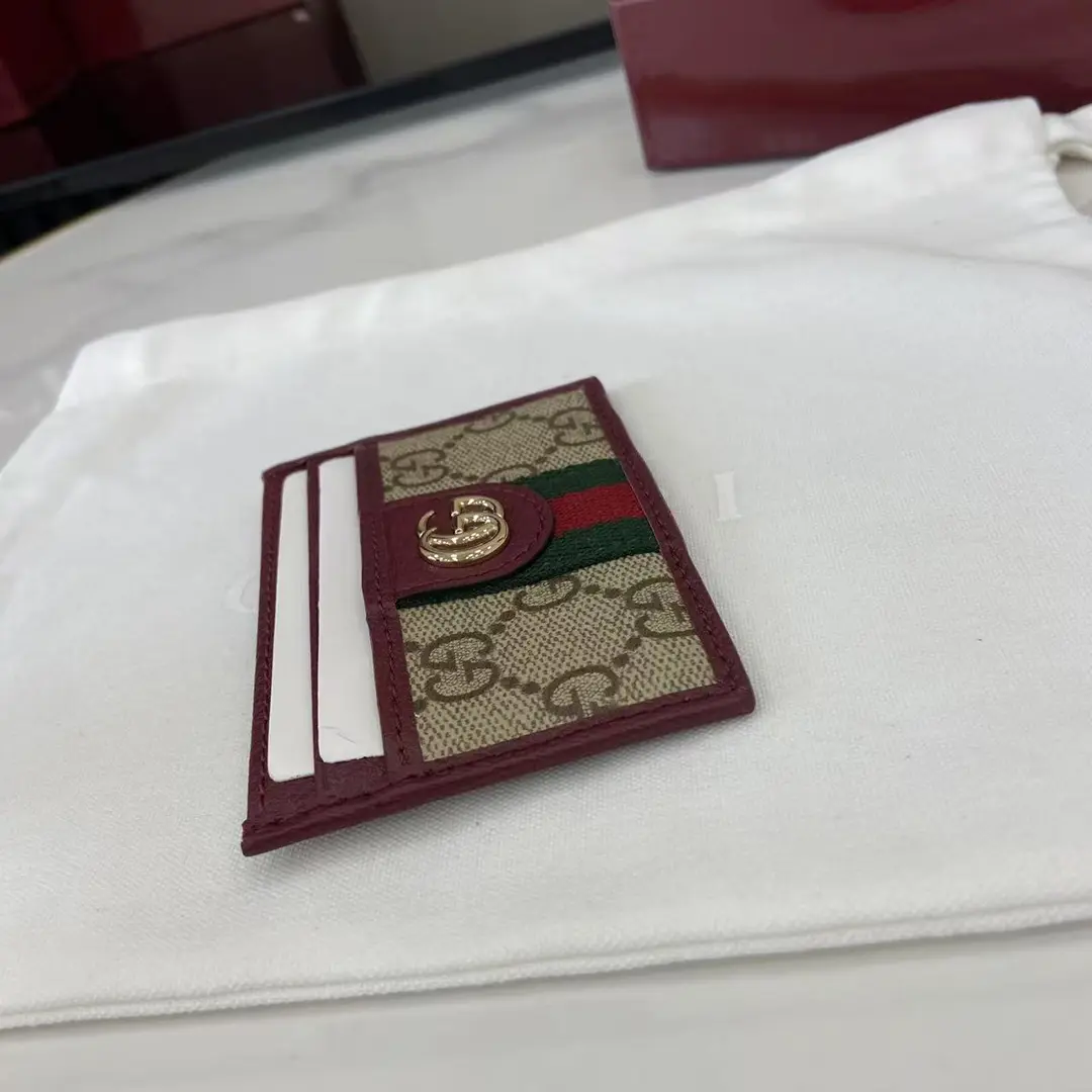 Gucci Ophidia迷你卡包名片夾 雙G標志老花 安可拉红色牛皮 彩色織帶 838486 - Image 6