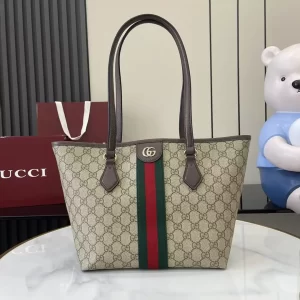 Gucci Ophidia古琦女士托特購物袋 雙G帆布條紋織帶 小號手提單肩包836831 - Image 2