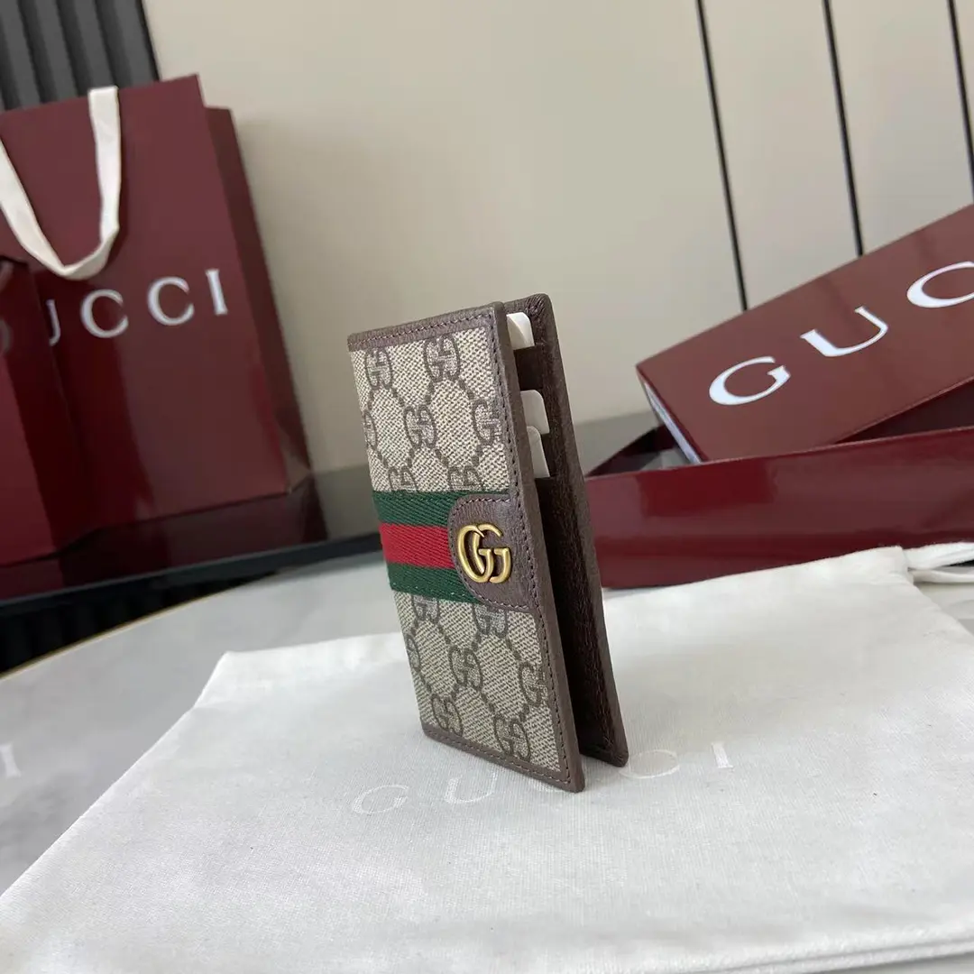 Gucci Ophidia折疊卡夾名片夾 雙G標志 老花 啡色牛皮 彩色織帶 834691 - Image 6