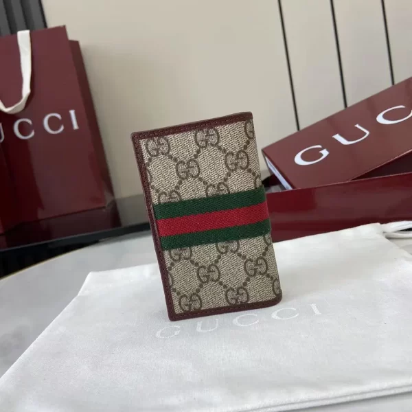 Gucci Ophidia折疊卡夾名片夾 雙G標志老花 安克拉紅色牛皮 彩色織帶 834691