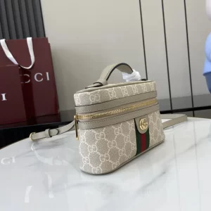 gucci ophidia系列迷你化妝包 燕麥色雙G帆布 彩色織帶 復古盒子包816357 - Image 11