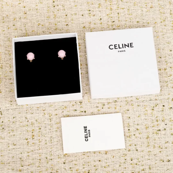celine triomphe賽琳粉紫色糖果冰壺耳釘 18K金凱旋門耳環
