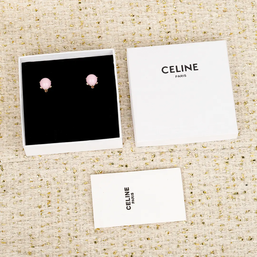 celine triomphe賽琳粉紫色糖果冰壺耳釘 18K金凱旋門耳環 - Image 6